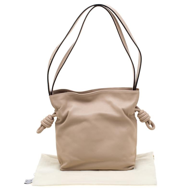 Loewe Cream Leather Flamenco Knot Hobo 3