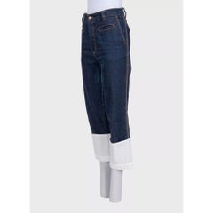 Loewe Cropped Blue Denim Jeans EU 42 with White Cuffs, Good Condition