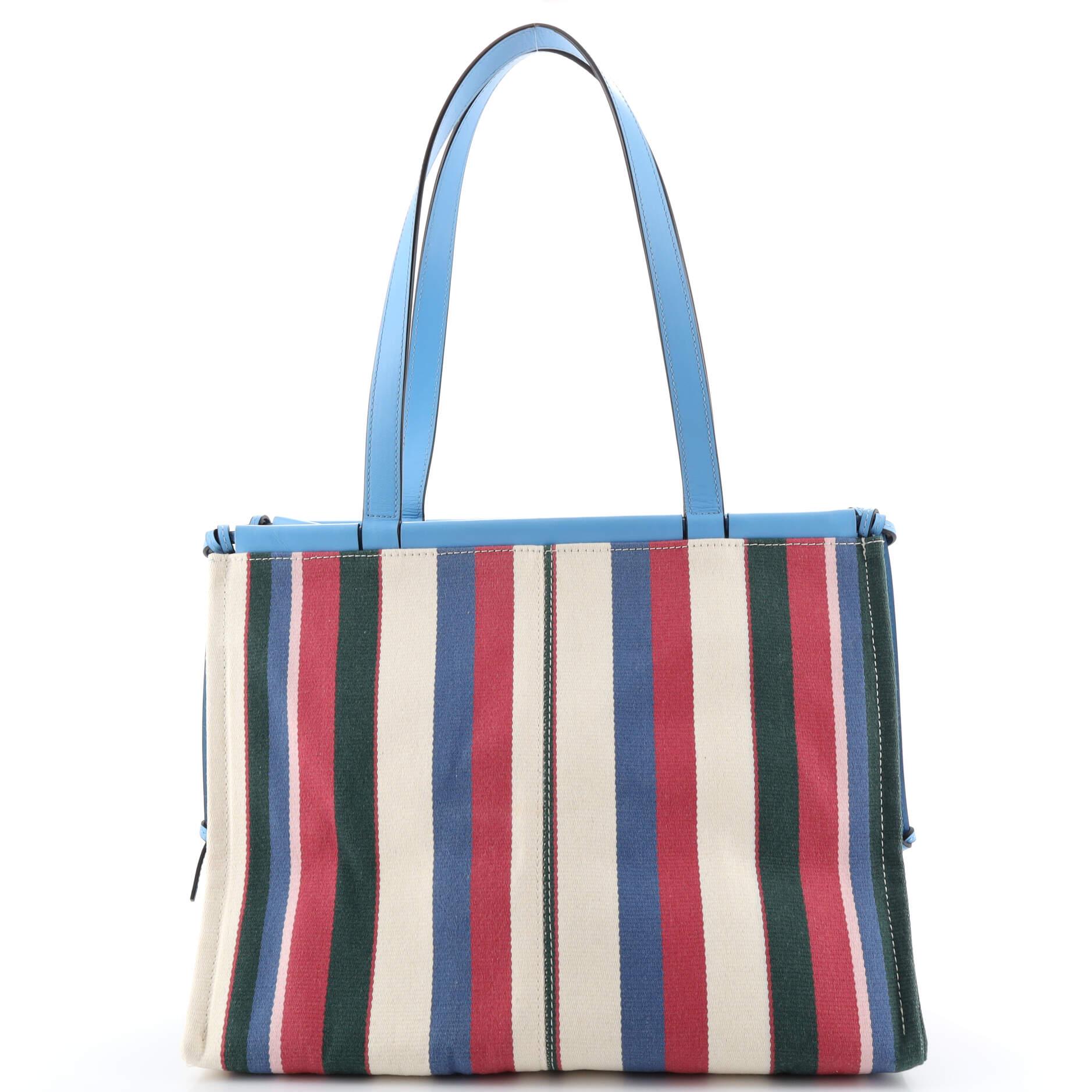 Loewe Cushion Tote Striped Canvas Large In Good Condition In NY, NY