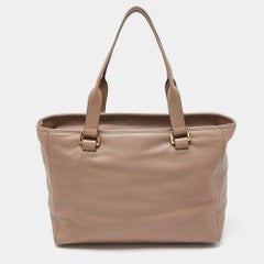 Loewe Dark Beige Leather Top Zip Tote