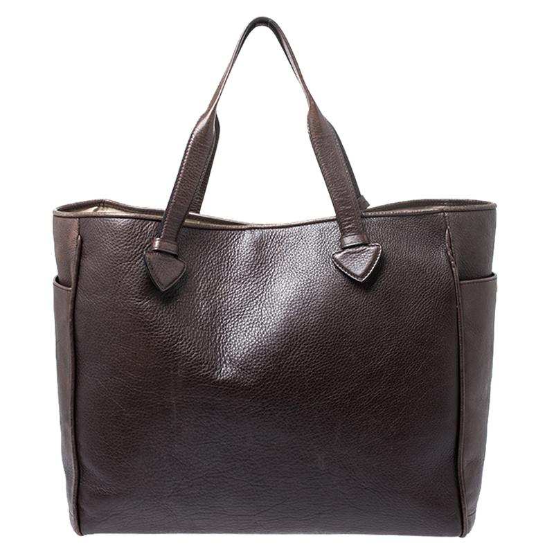 Women's Loewe Dark Brown Leather Heritage Shopper Tote