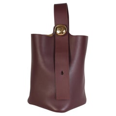 Loewe Dark Burgundy Calfskin Medium Pebble Bucket Bag