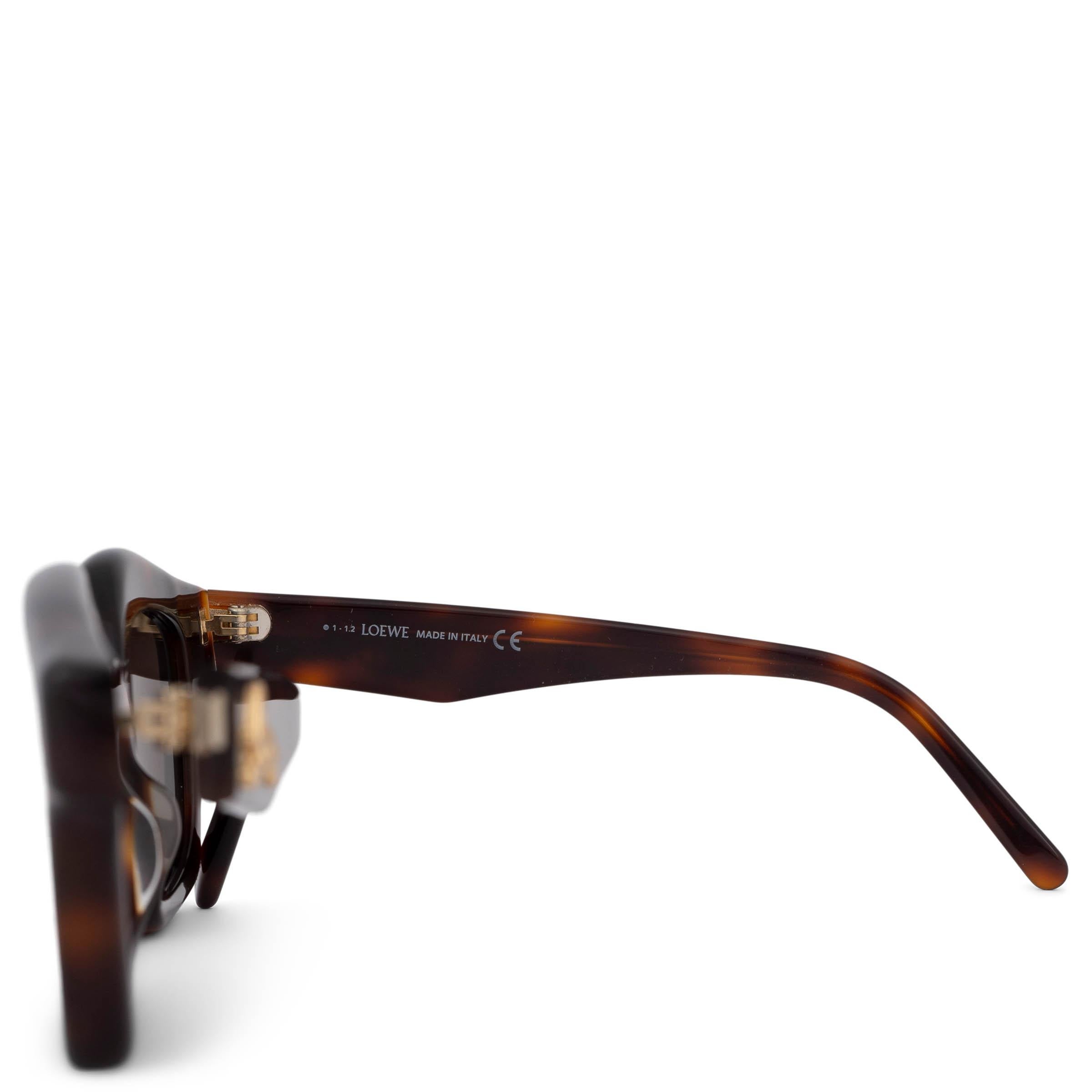 Black LOEWE Dark Havane brown Tortoise SMALL BROWLINE Sunglasses LW40078I