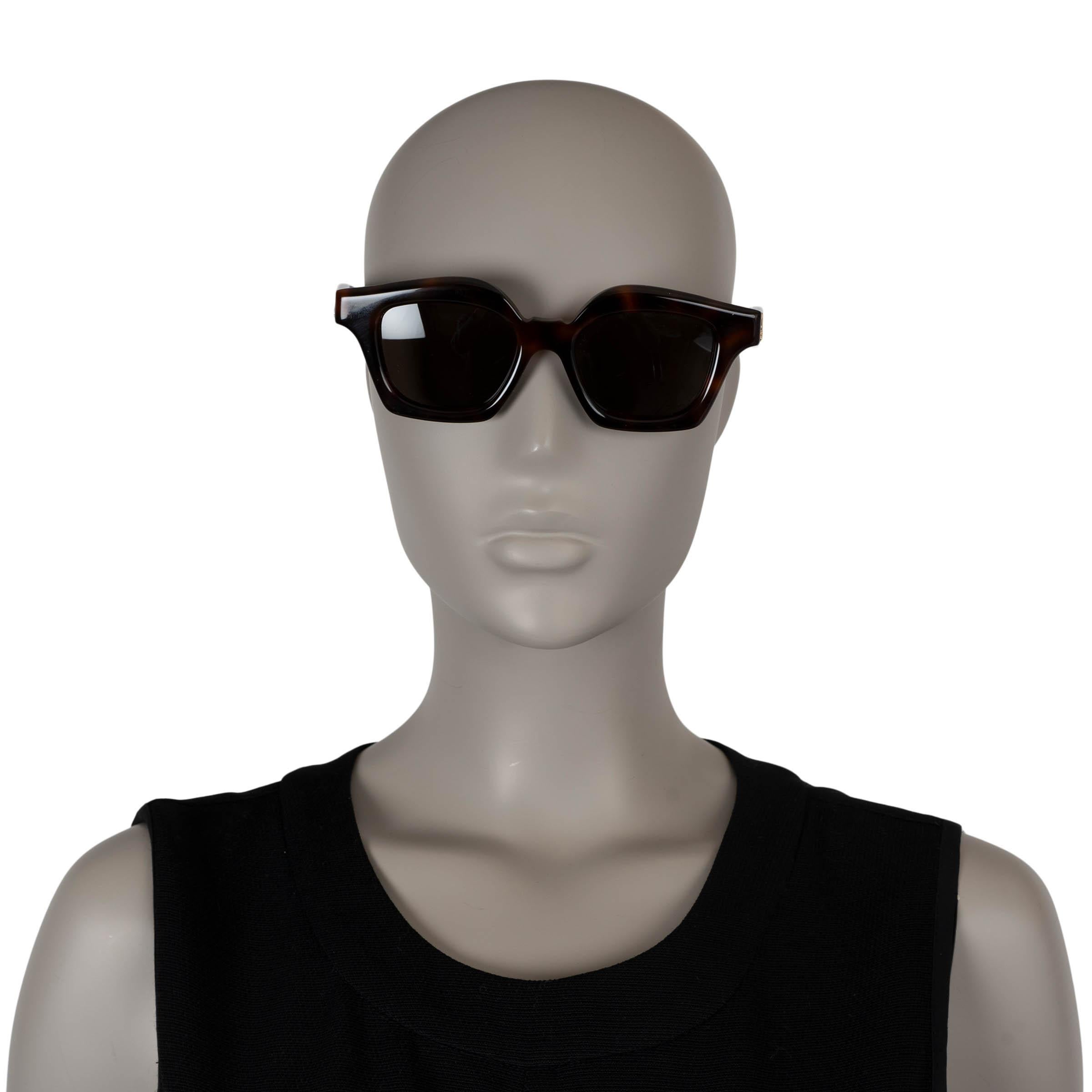 Women's LOEWE Dark Havane brown Tortoise SMALL BROWLINE Sunglasses LW40078I