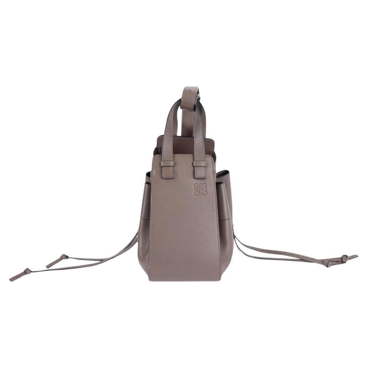 LOEWE dark taupe leather SMALL HAMMOCK Shoulder Bag
