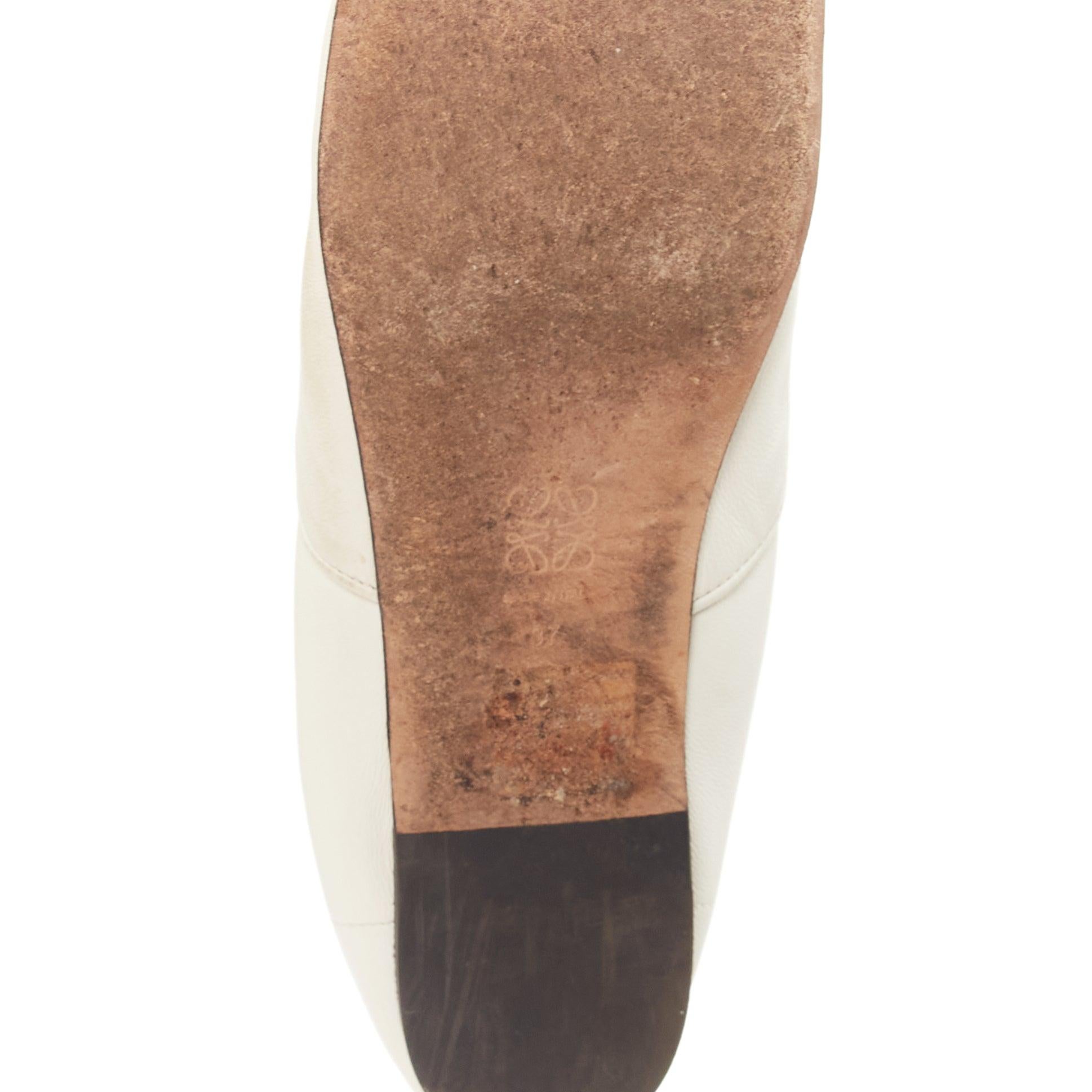 LOEWE Derby white soft leather black logo tab lace up flat shoes EU37 For Sale 5