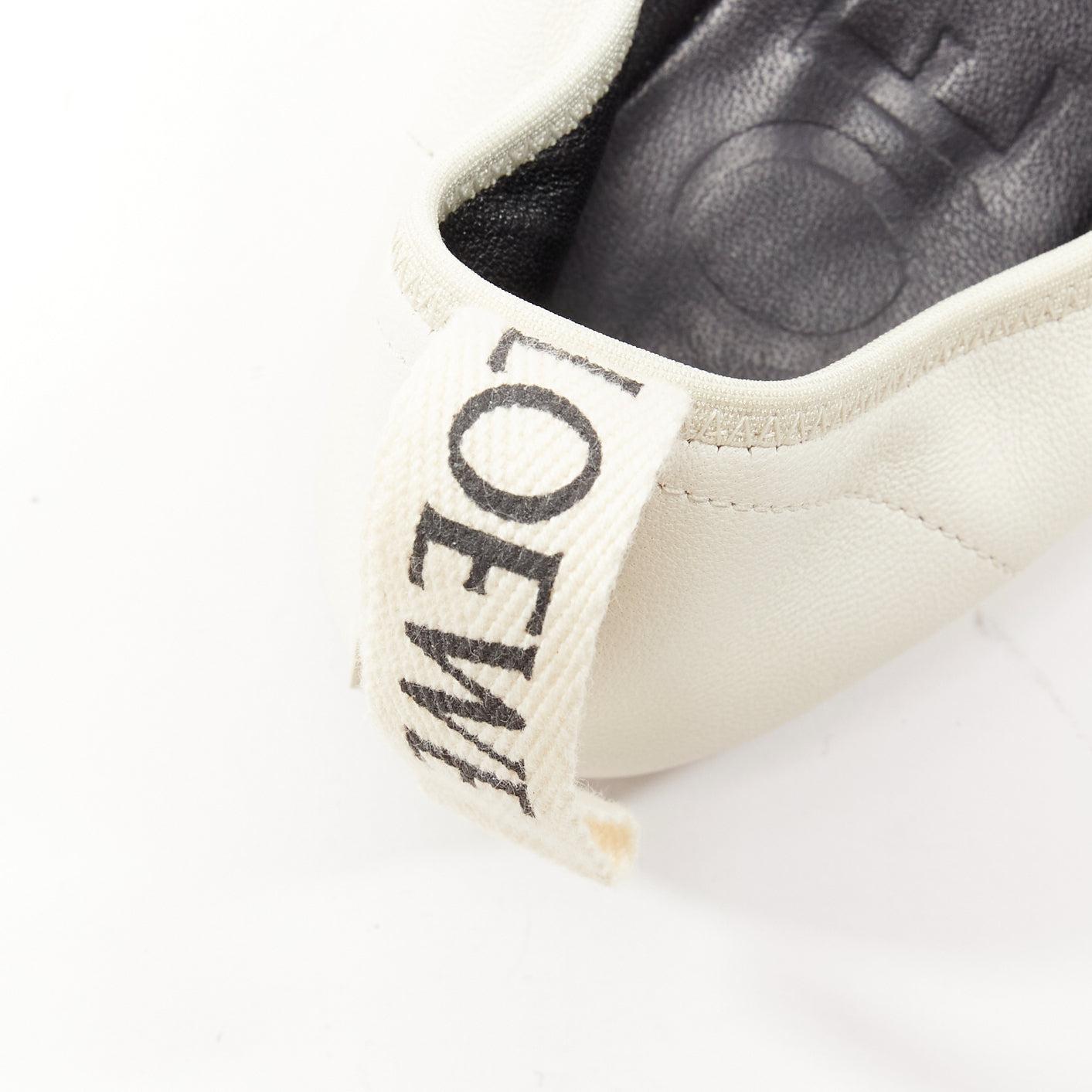 LOEWE Derby white soft leather black logo tab lace up flat shoes EU37 For Sale 4