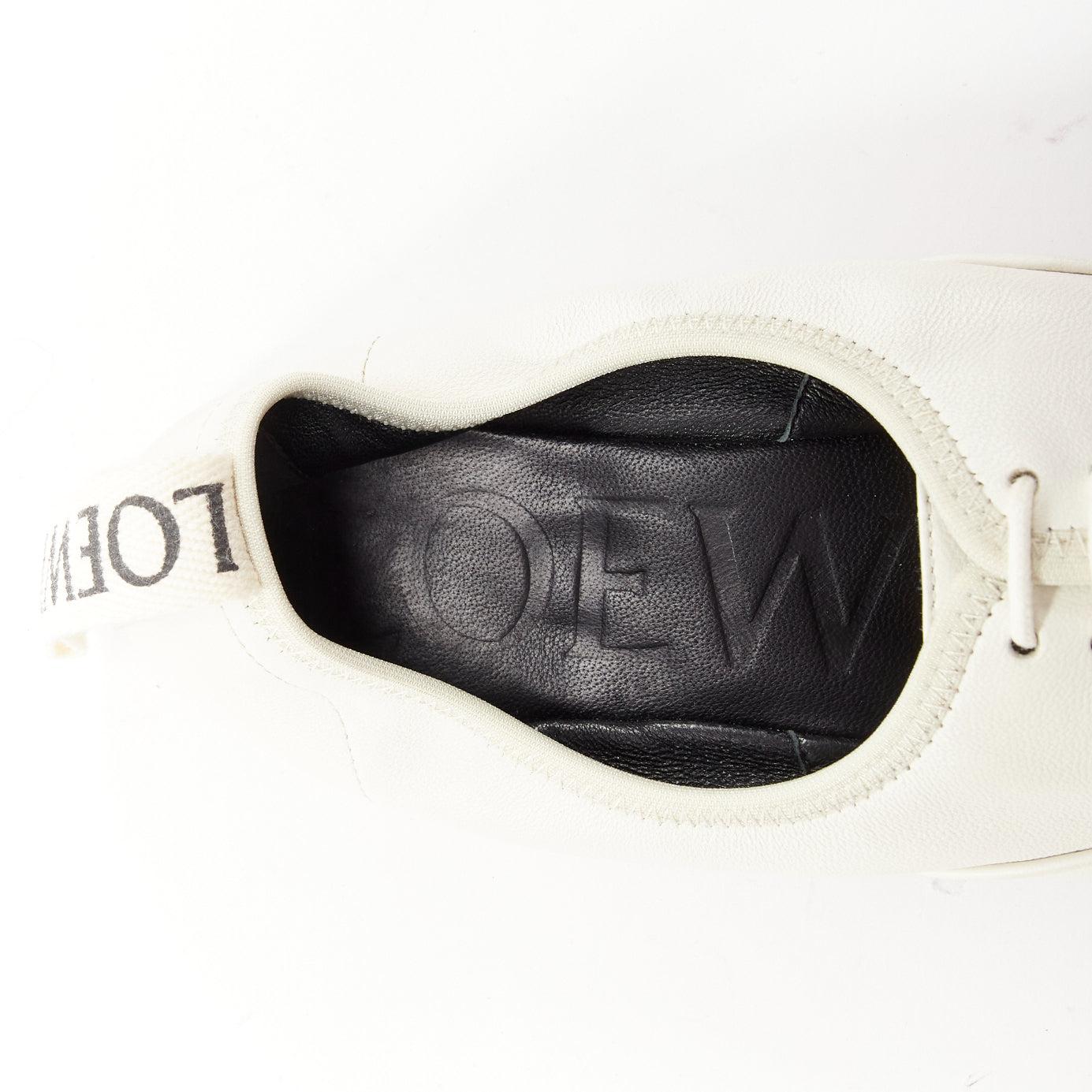 LOEWE Derby white soft leather black logo tab lace up flat shoes EU37 For Sale 4