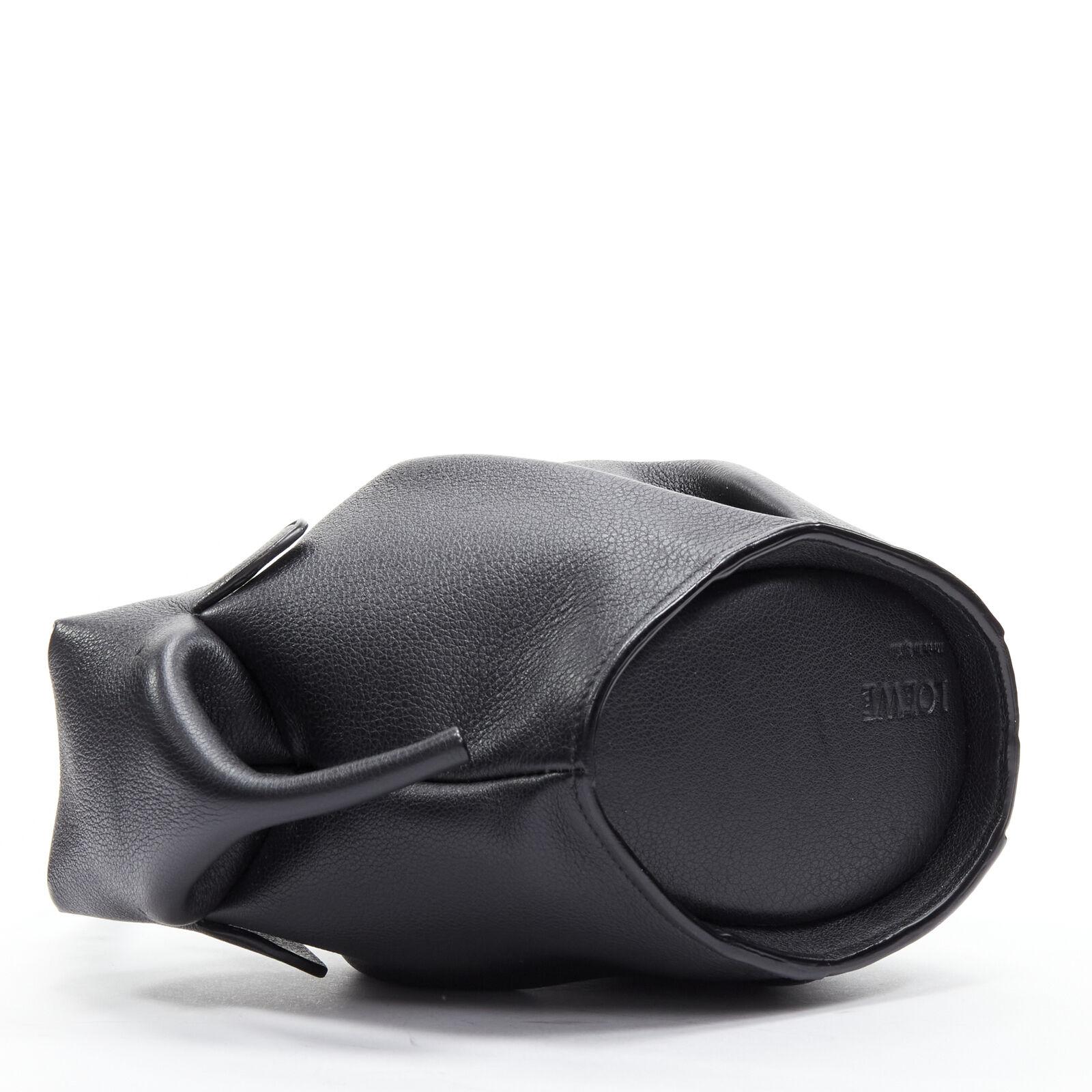 LOEWE Elephant black calfskin embossed Anagram top zip crossbody shoulder bag 2