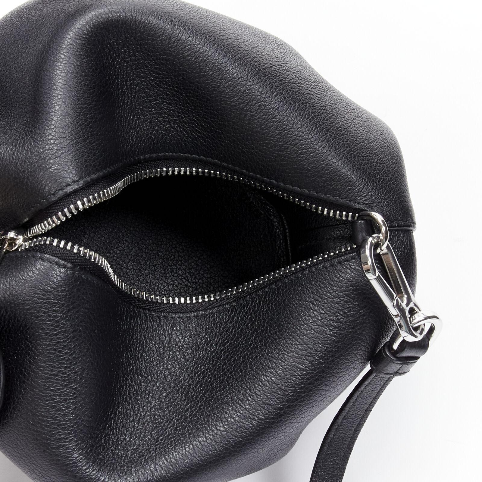 LOEWE Elephant black calfskin embossed Anagram top zip crossbody shoulder bag 5