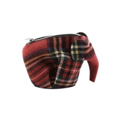 Loewe Elephant Coin Purse Tartan Wool