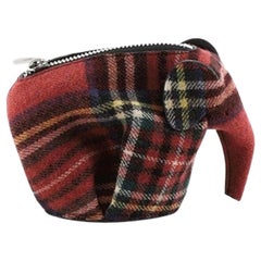 Loewe Elephant Coin Purse Tartan Wool