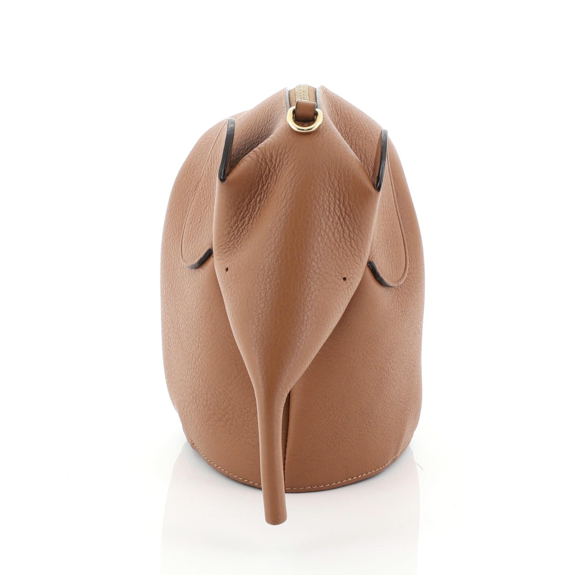 Brown Loewe Elephant Crossbody Bag Leather Mini