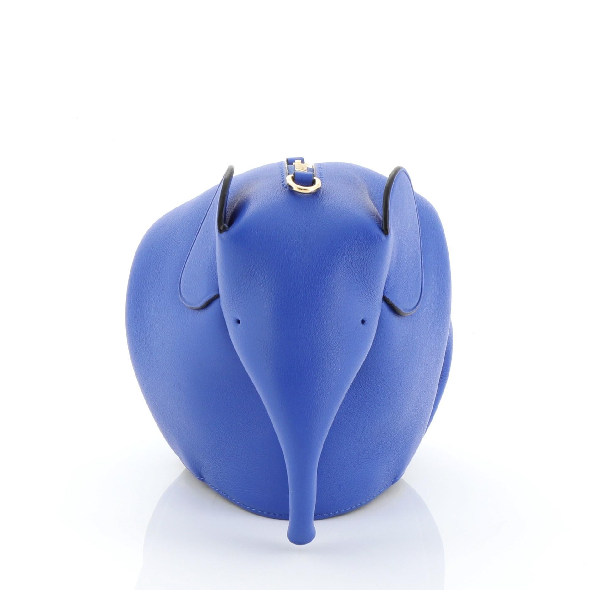 Blue Loewe Elephant Crossbody Bag Leather Mini 