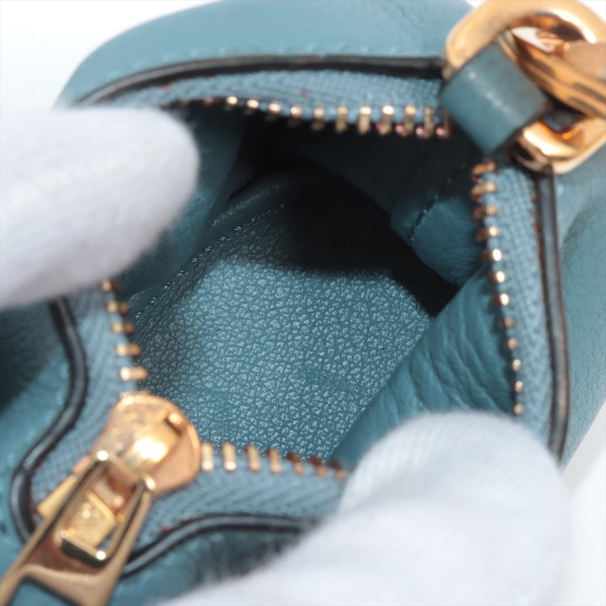 Women's Loewe Elephant Leather Coin Purse Bag Charm Blue