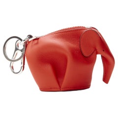 LOEWE Elephant red leather coins purse bag charm
