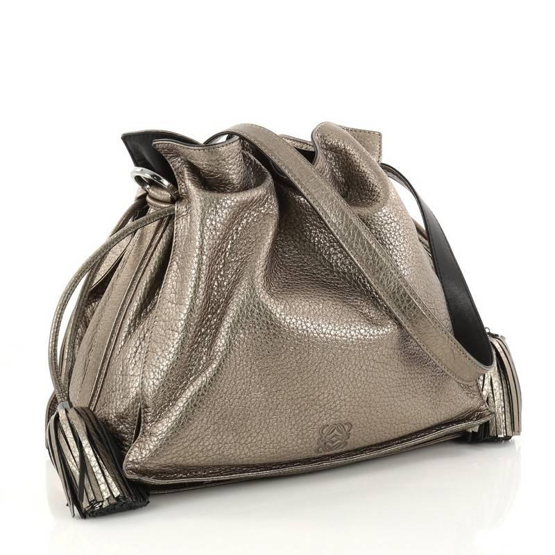 Gray Loewe Flamenco Bag Leather