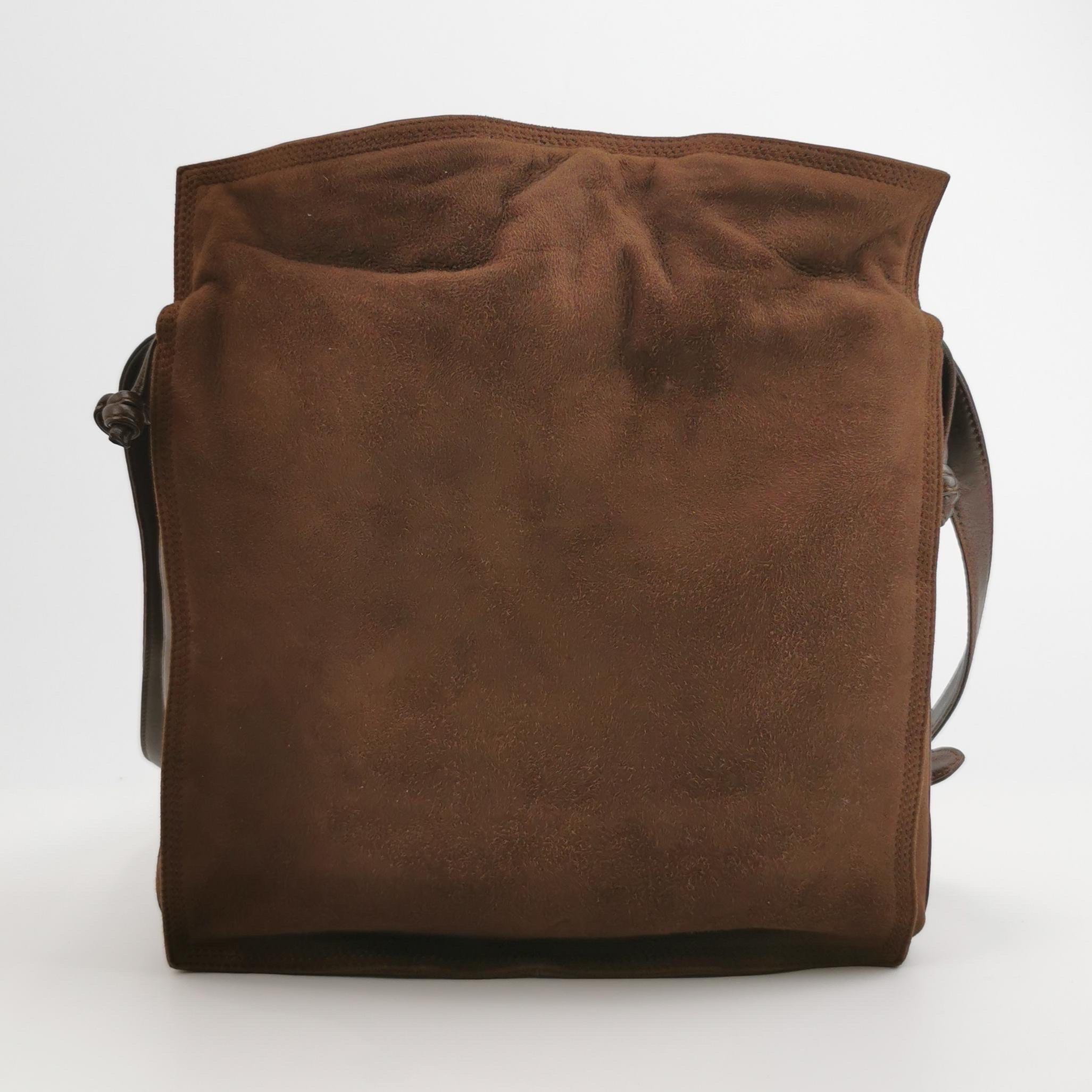 Loewe Flamenco Medium Braun Wildleder Umhängetasche 28cm 1