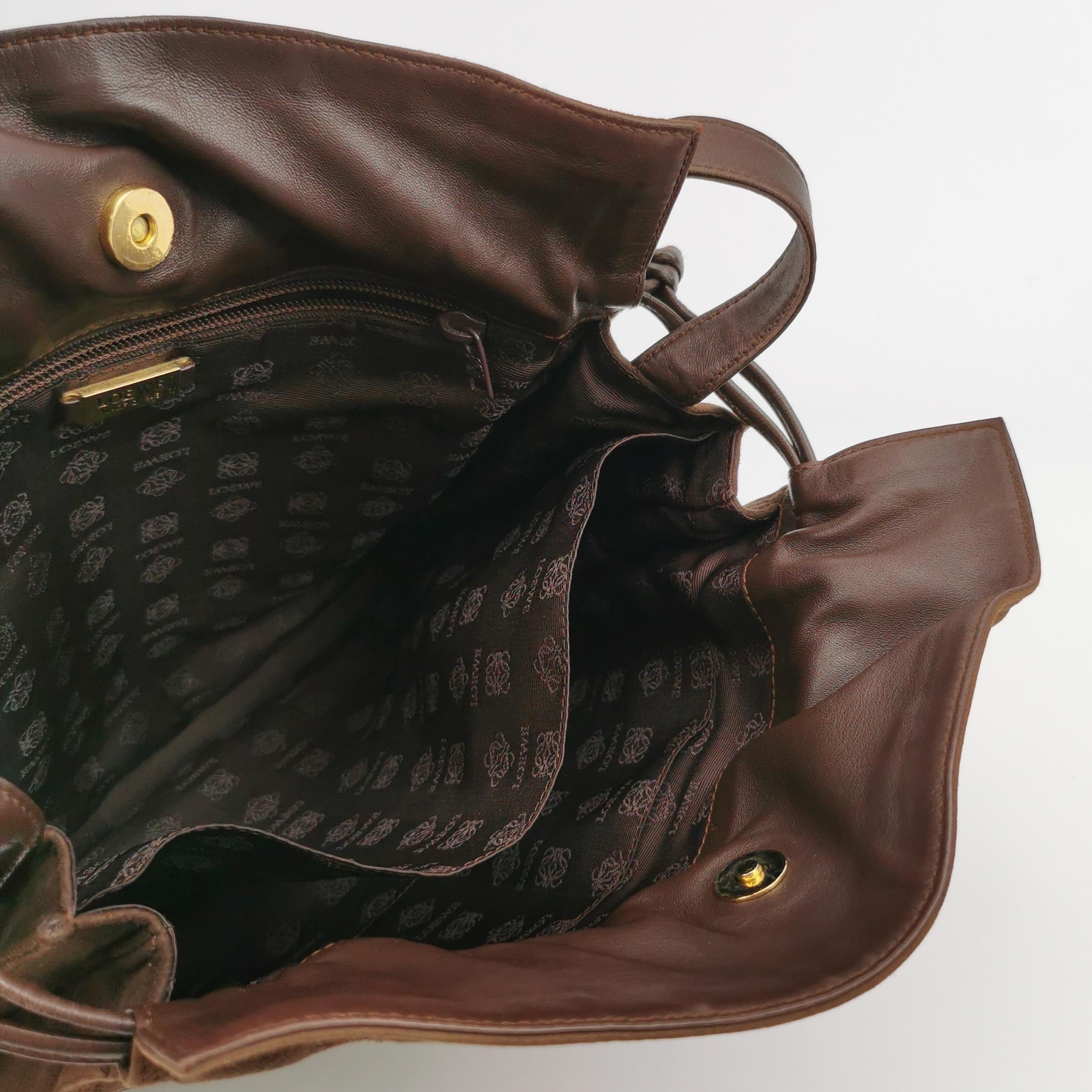 Loewe Flamenco Medium Braun Wildleder Umhängetasche 28cm 4