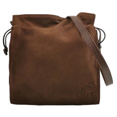 Loewe Flamenco Medium Brown Suede Leather Shoulder Bag 28cm