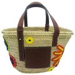 Loewe Floral Crocheted Medium Basket Tote Bag