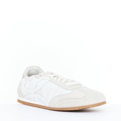 LOEWE Flow Runner white nylon light beige suede classic low top sneakers EU38