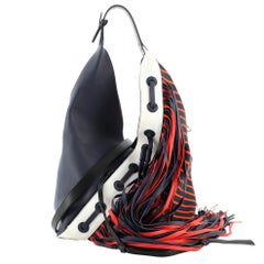 Loewe Fringe Sling Hobo Printed Canvas and Leather Medium
