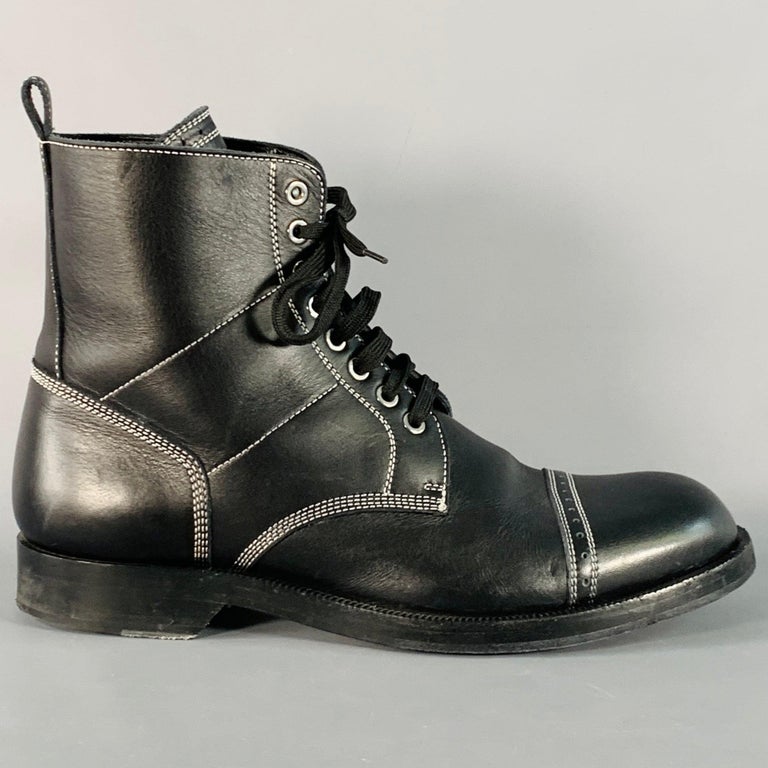 LOEWE FW17 Size 12 Black White Contrast Stitch Leather  display picture 3