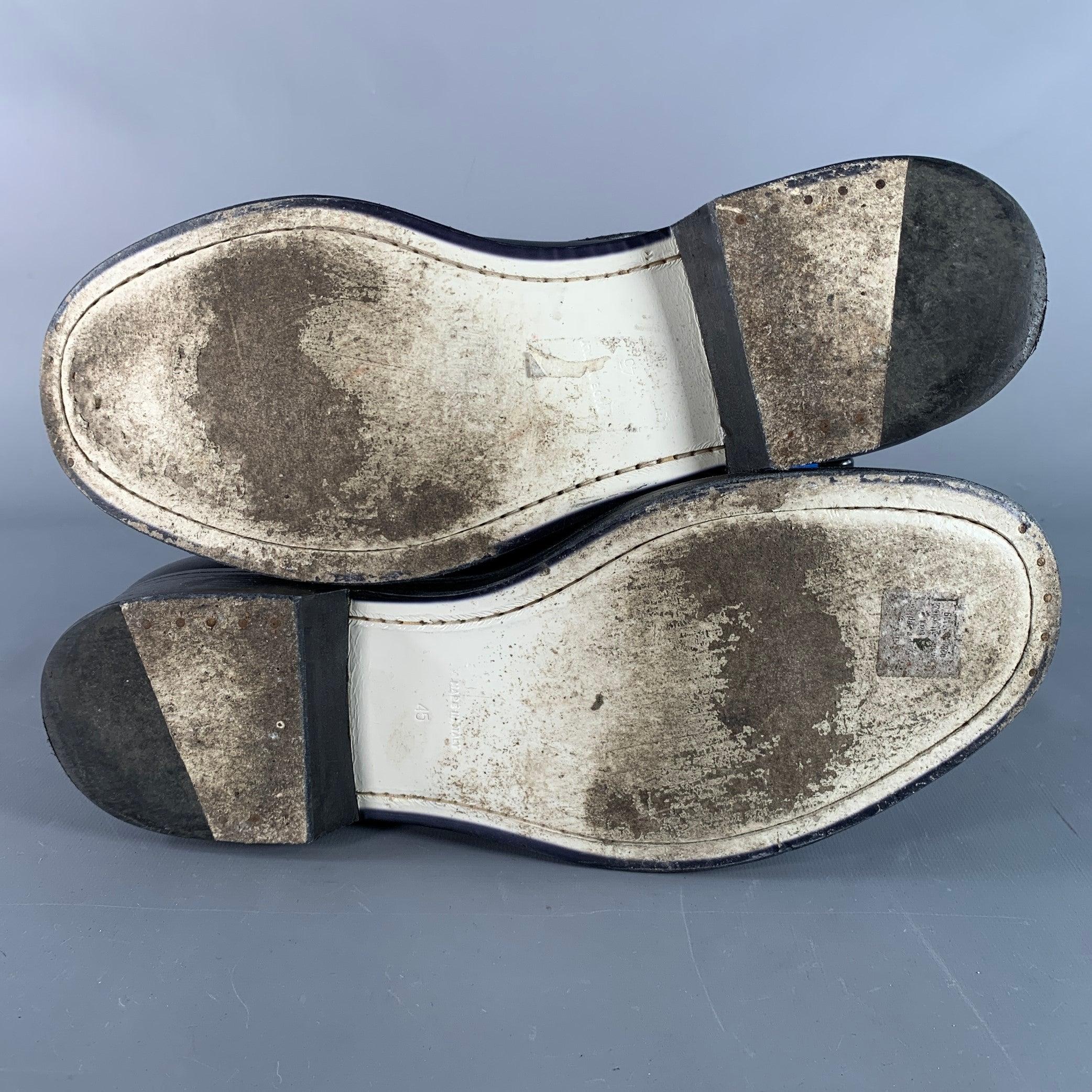 LOEWE FW17 Talla 12 Negro Blanco Contraste Puntada Cuero Botas Militares en venta 2