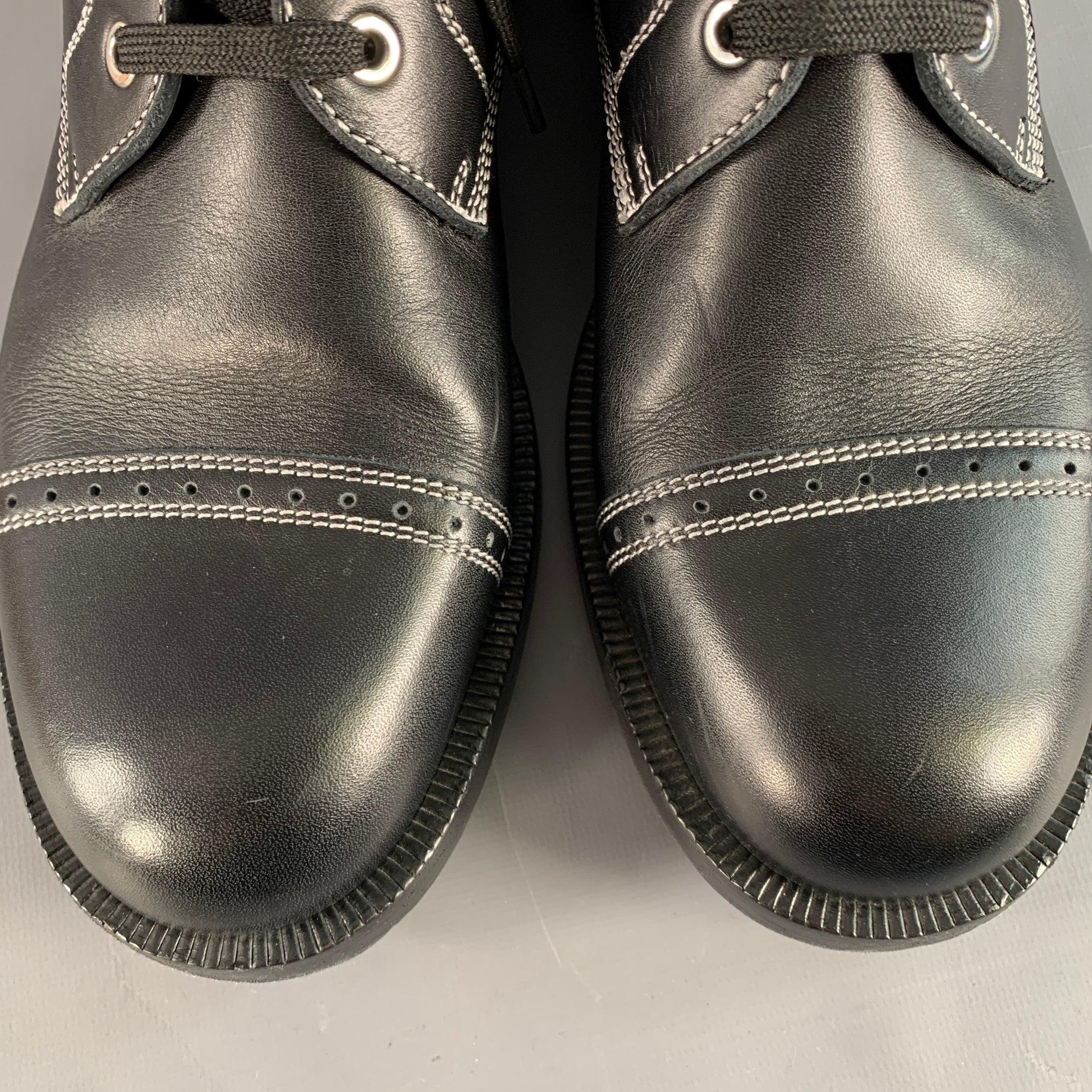 LOEWE FW17 Talla 12 Negro Blanco Contraste Puntada Cuero Botas Militares en venta 5