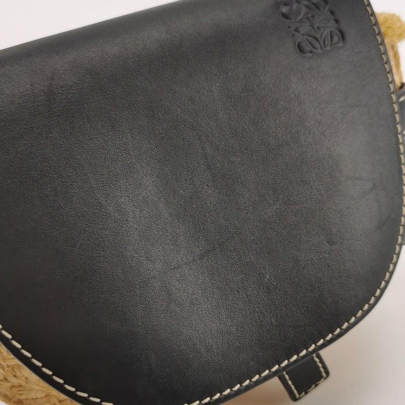 Loewe Gate Mini Black Leather and Straw Crossbody Bag For Sale 9