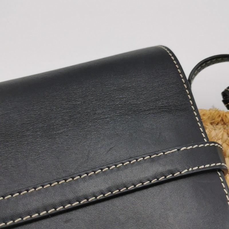 Loewe Gate Mini Black Leather and Straw Crossbody Bag For Sale 11