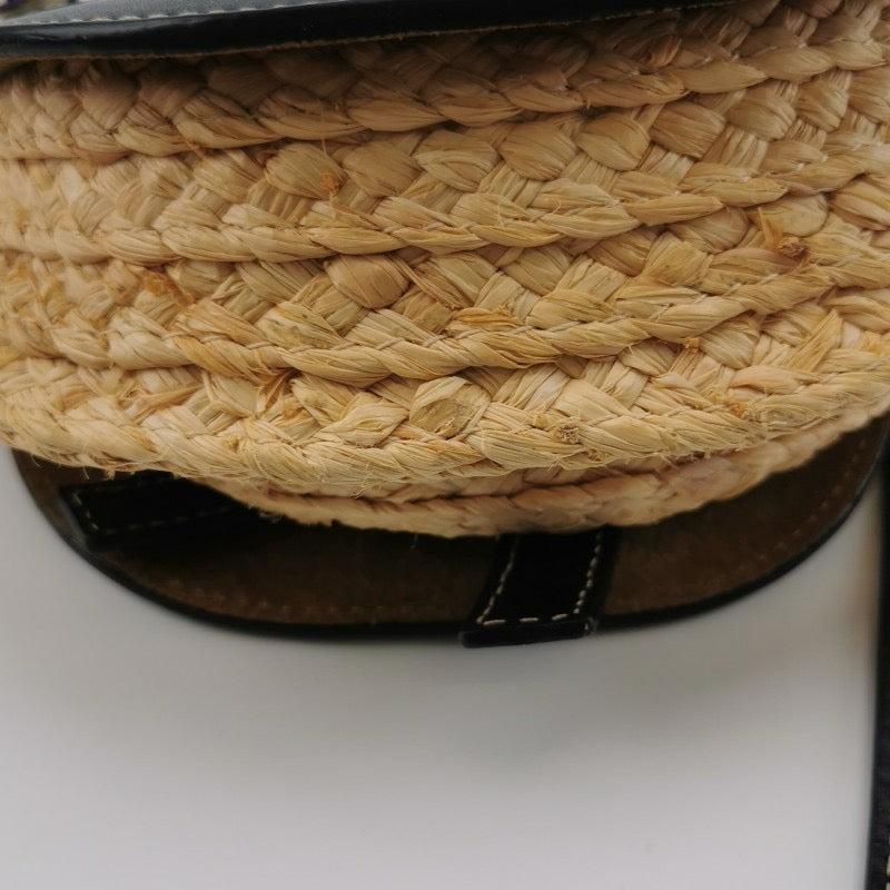 Loewe Gate Mini Black Leather and Straw Crossbody Bag For Sale 13