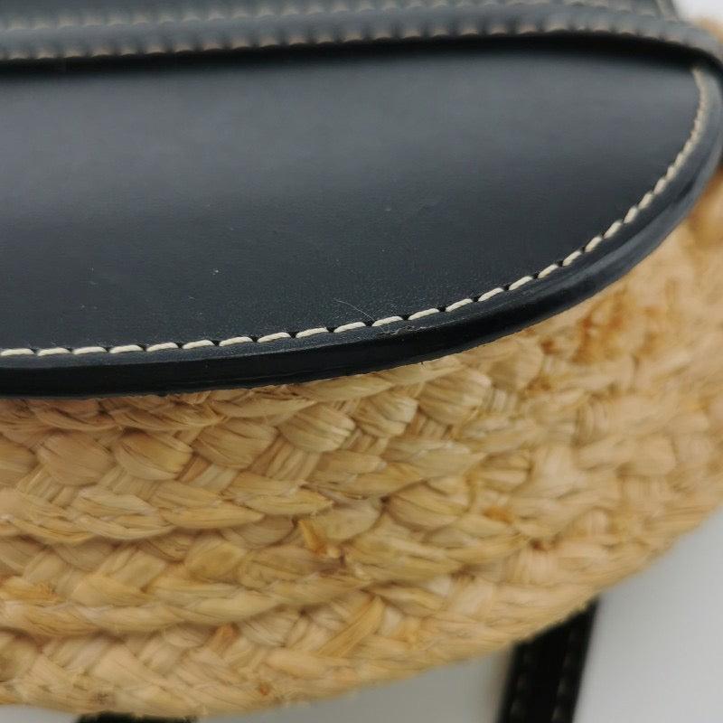 Loewe Gate Mini Black Leather and Straw Crossbody Bag For Sale 14