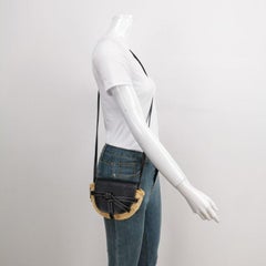 Loewe Gate Mini Black Leather and Straw Crossbody Bag