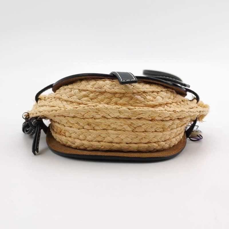 Loewe Gate Mini Black Leather and Straw Crossbody Bag For Sale 3