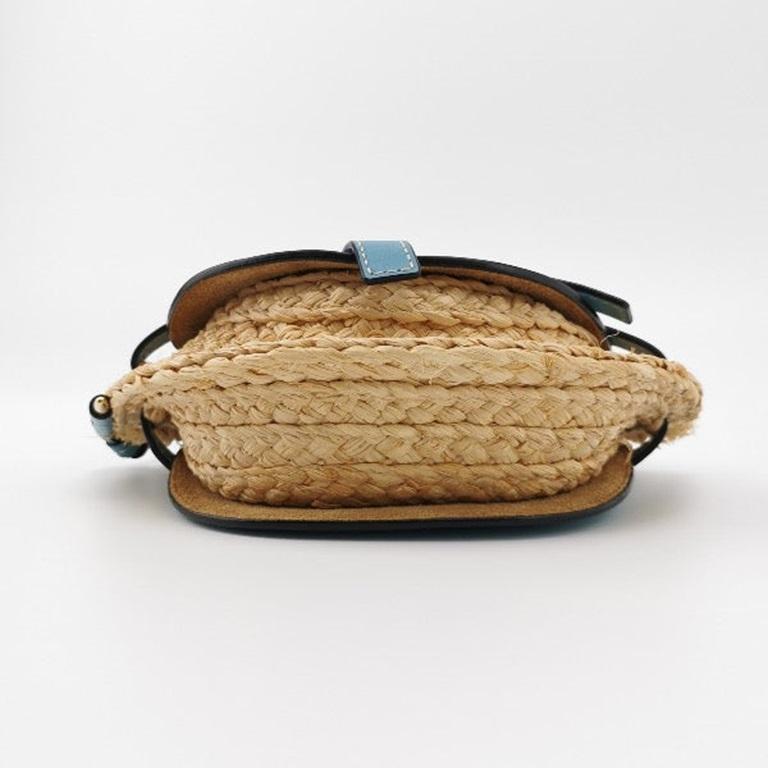 Women's Loewe Gate Mini Blue Leather and Straw Crossbody Bag For Sale