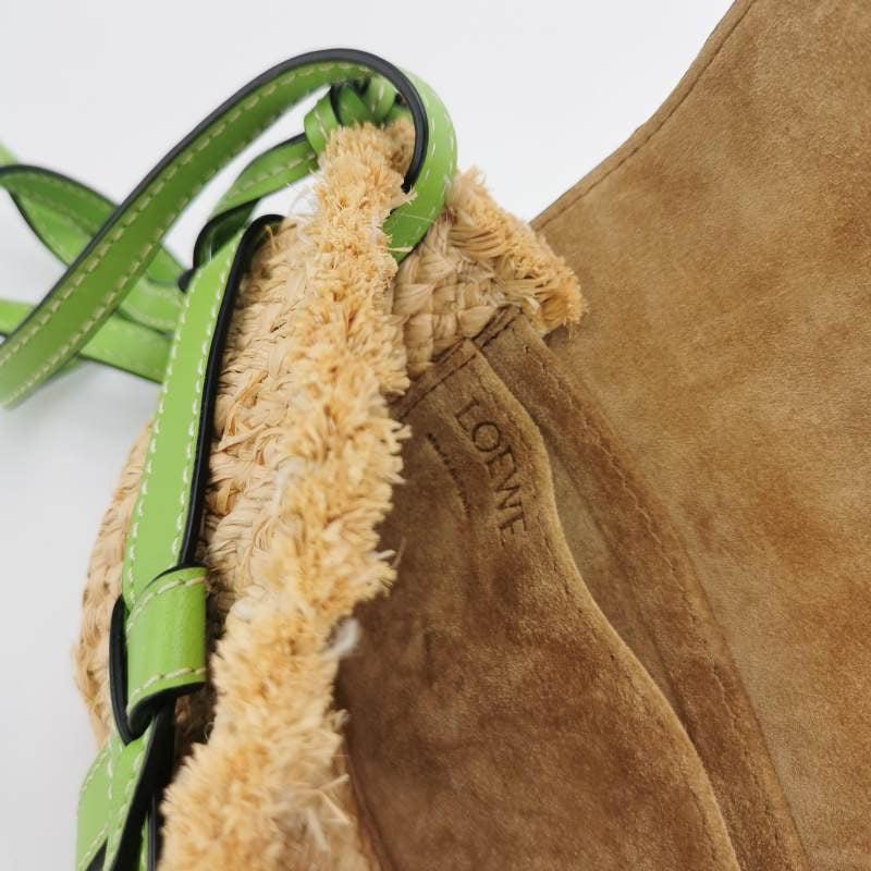 Loewe Gate Mini Green Leather and Straw Crossbody Bag For Sale 3