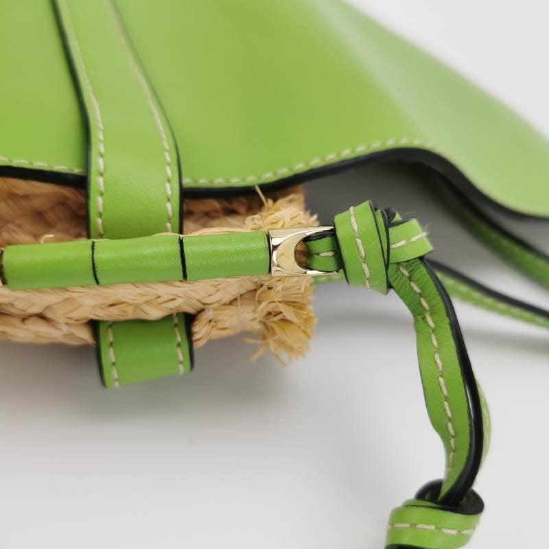 Loewe Gate Mini Green Leather and Straw Crossbody Bag For Sale 5