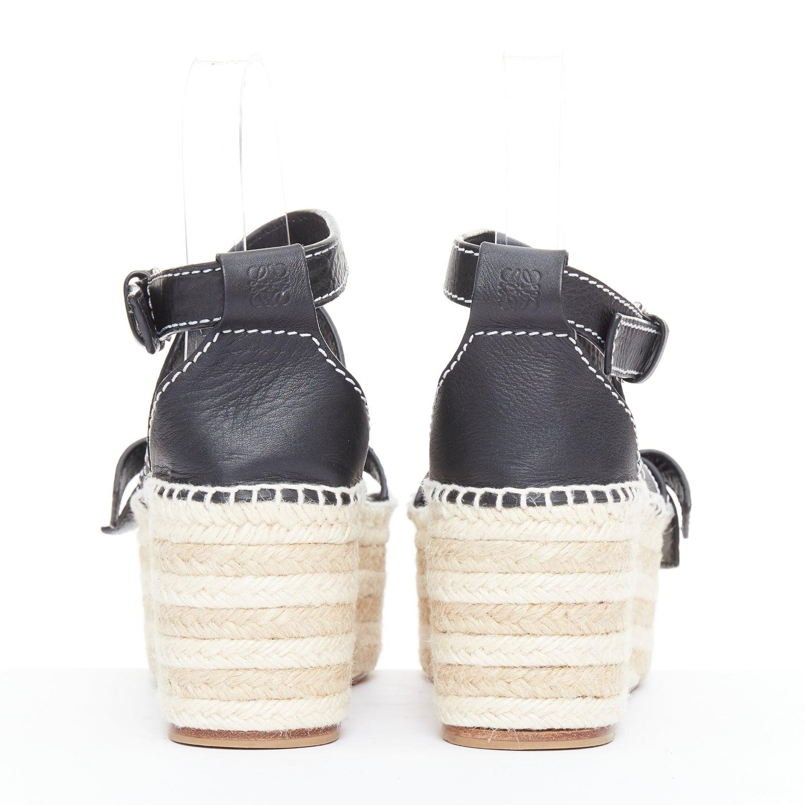 LOEWE Sandales compensées à plateforme en cuir de veau à surpiqûres Gate EU40 Pour femmes en vente