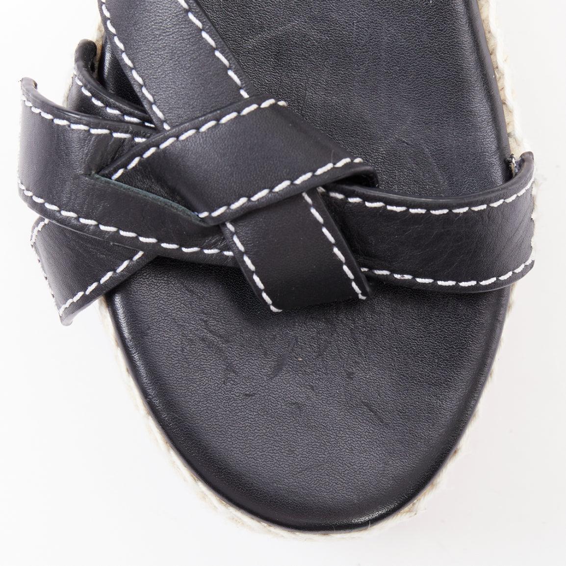 LOEWE Sandales compensées à plateforme en cuir de veau à surpiqûres Gate EU40 en vente 1