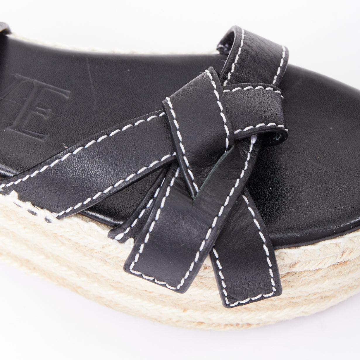 LOEWE Sandales compensées à plateforme en cuir de veau à surpiqûres Gate EU40 en vente 2