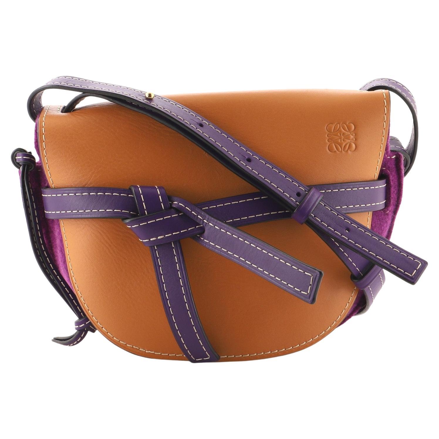 Loewe Purple Calfskin Leather Medium Puzzle Shoulder Bag w/ Crossbody