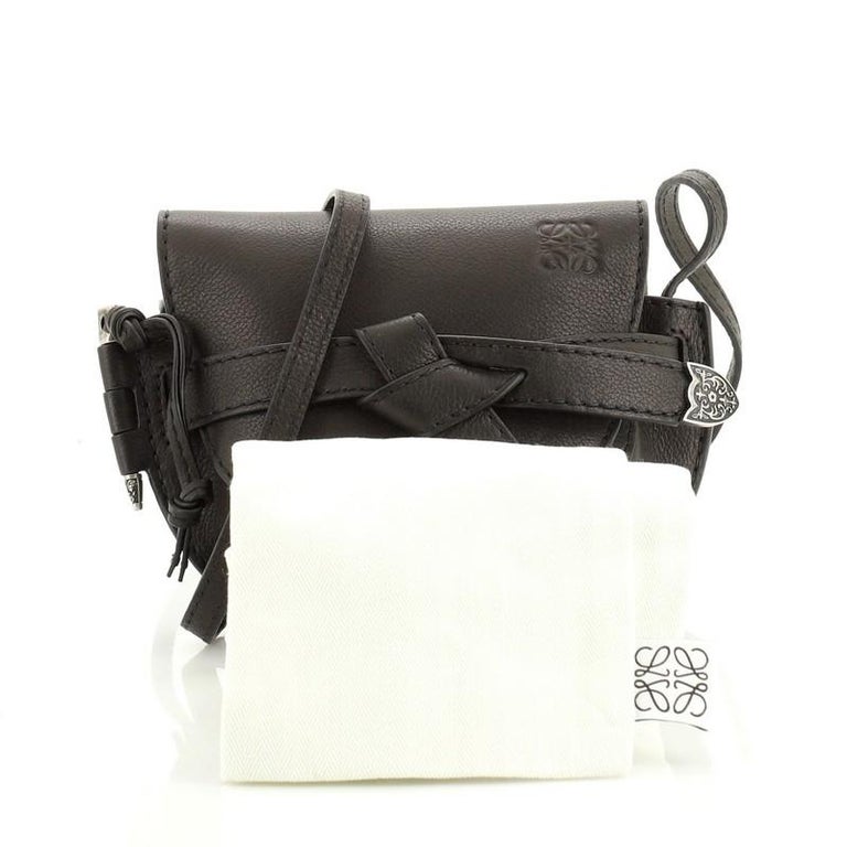 LOEWE Mini Gate Bag 321.12.U62 Shoulder Pochette Crossbody Tan Brown Leather