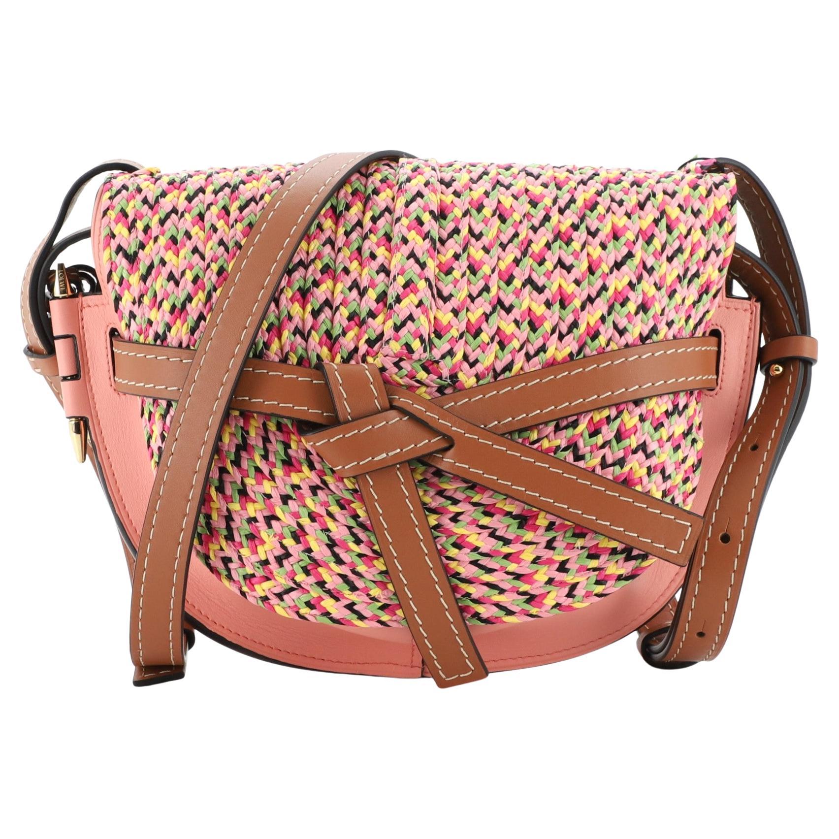 Loewe Gate Shoulder Bag Leather with Raffia Small at 1stDibs