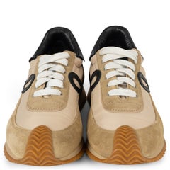 LOEWE gold & black nylon & suede FLOW Low Top Sneakers Shoes 38