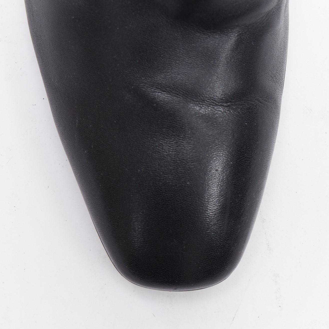 LOEWE gold curved heel black leather slip on heeled shoes EU39 For Sale 1