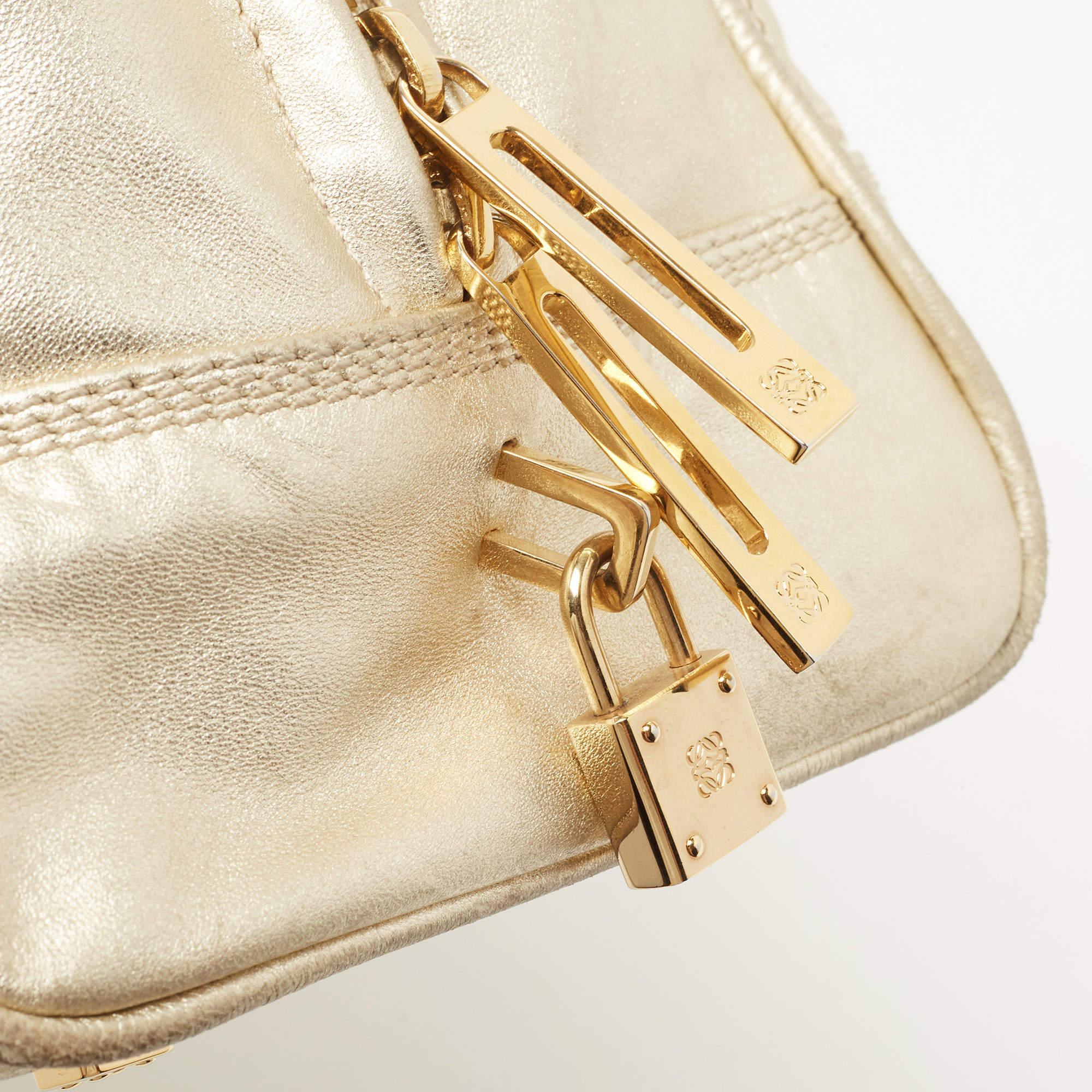 Loewe Gold Leather Amazona 36 Satchel 6