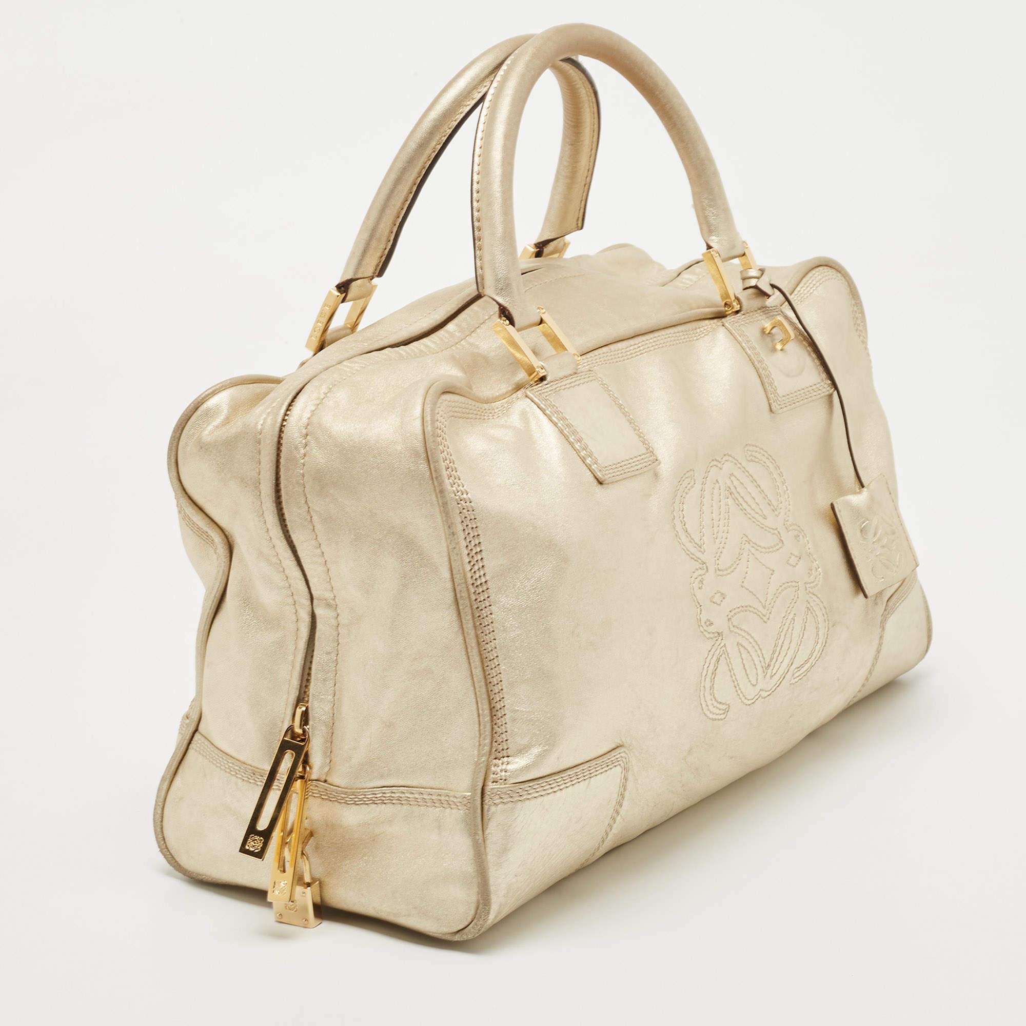 Loewe Gold Leather Amazona 36 Satchel 1
