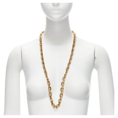 LOEWE gold tone metal chunky curb chain back clasp long necklace